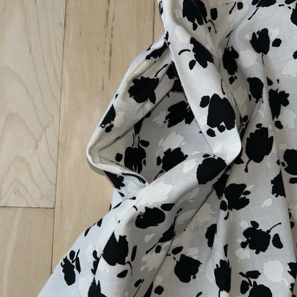 Vintage 70s 80s Petites by Willi Cotton Shirtwaist Dress Black/Ivory Floral Sz 8 - Picture 13 of 15